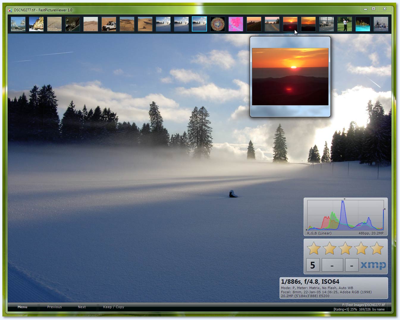 FastPictureViewer Professional 1.2 Raw Image Viewer running on Windows 7